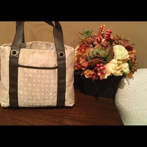 Bulgari Logo Mania Canvas Leather Tote - AUTH